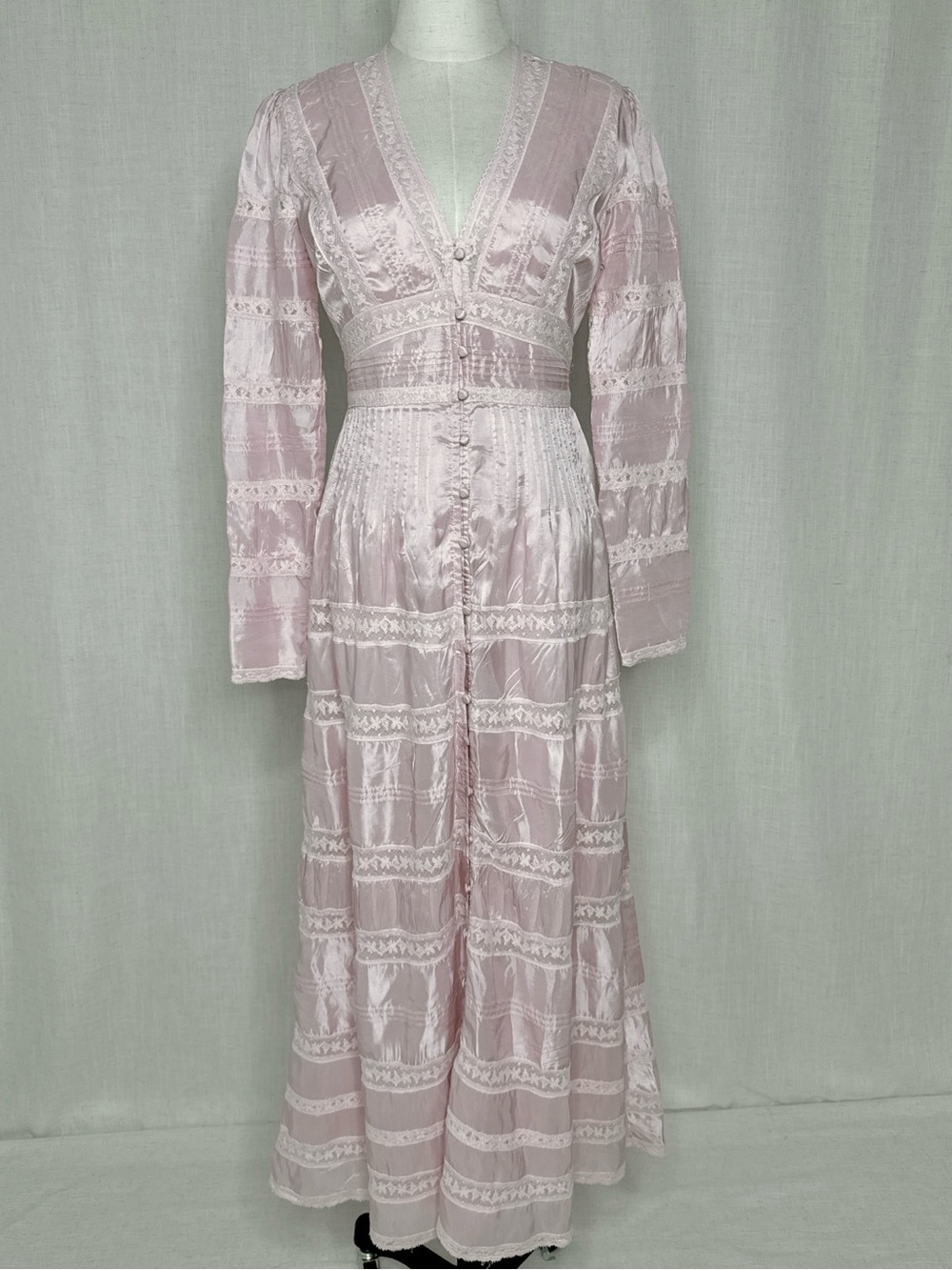 LoveShackFancy Ellitia Maxi Dress Light Lilac Lace Size 00 NWT